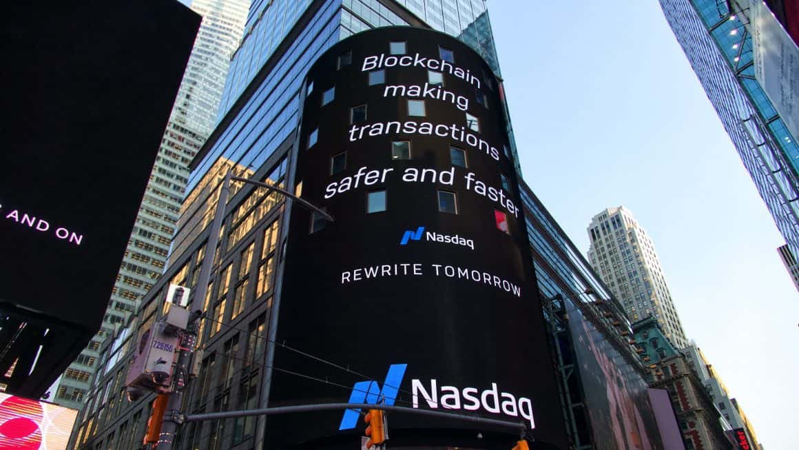 times square new york blockchain finance