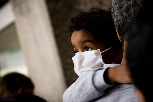 Child wearing mask