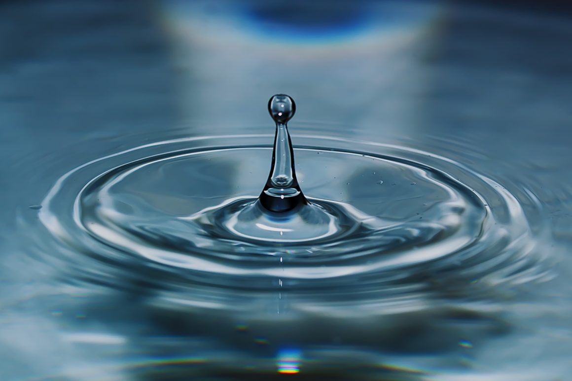Water drop causing ripples