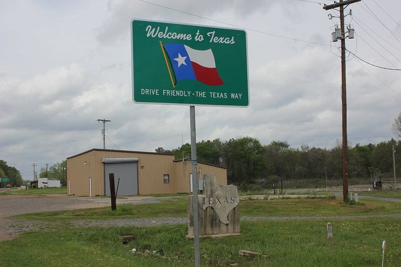 A "Welcome to Texas" sign in Texas