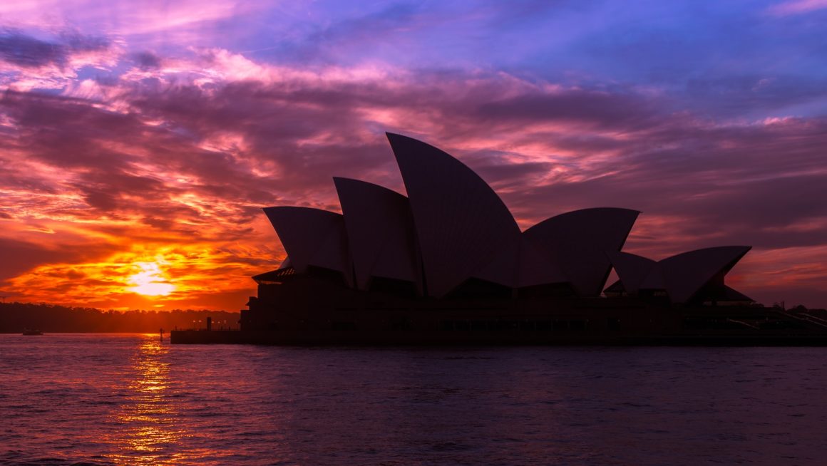 Sydney Opera House in a sun set