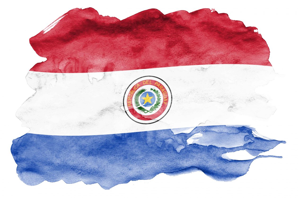 paraguay flag is depicted in liquid watercolor sty XN9U8GX