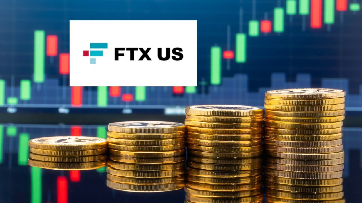 FTX US logo with trading screen in background