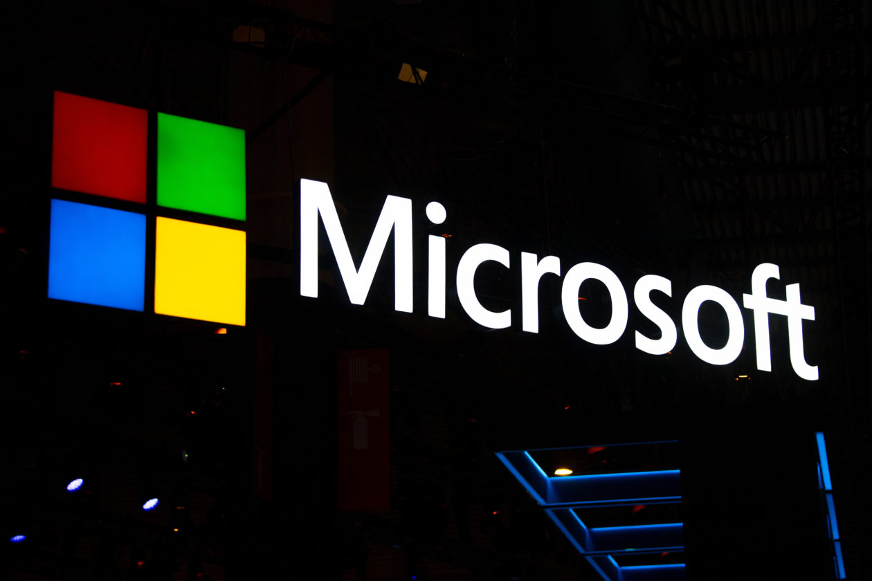 Microsoft logo on a black background