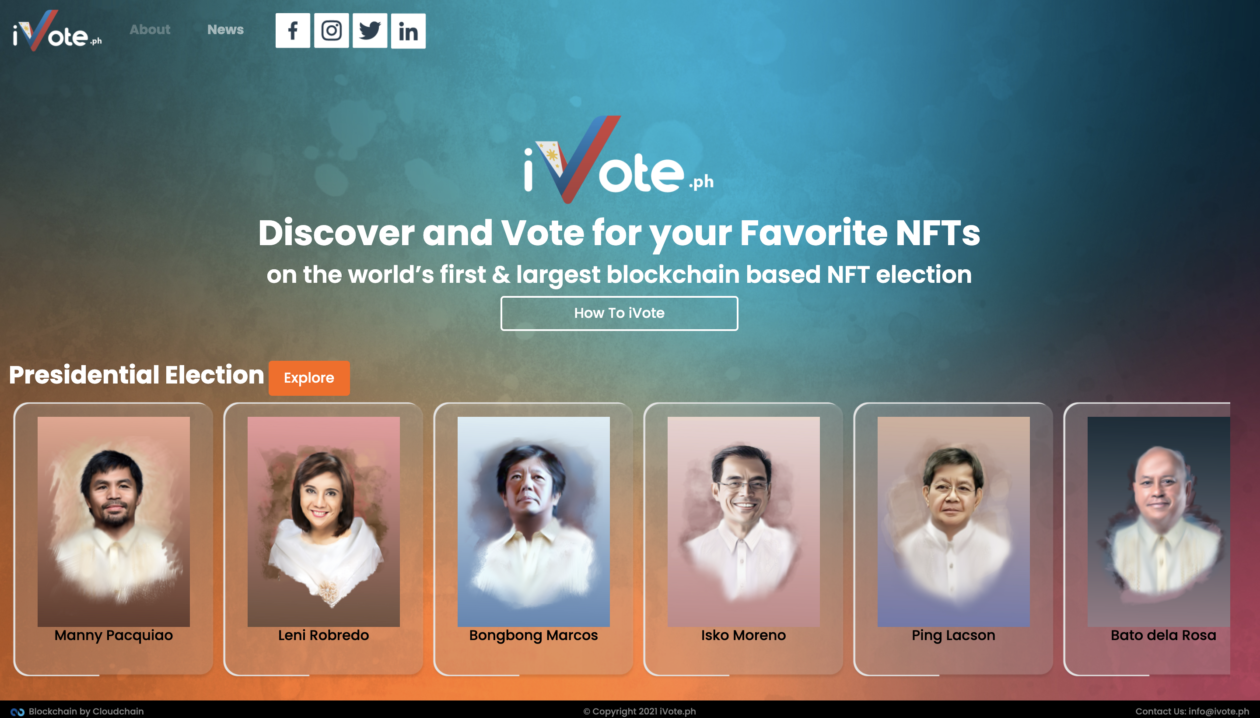 Blockchain-based NFT voting site, iVote | A 12-year-old boy developed an NFT voting platform for the Philippines