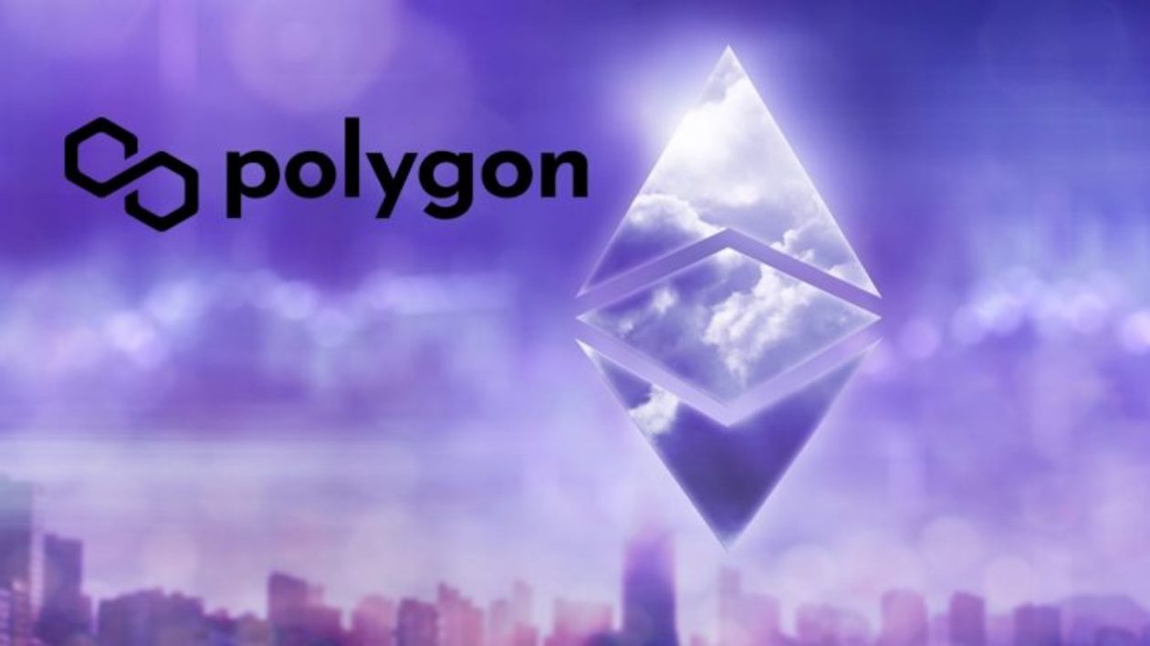 Polygon brand logo visible on the skyline of a city