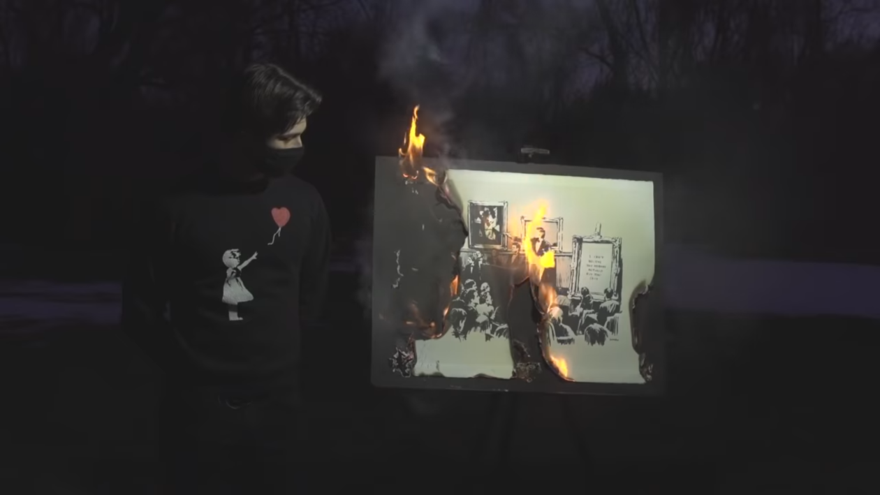 The Burnt Banksy's artwork The moron,