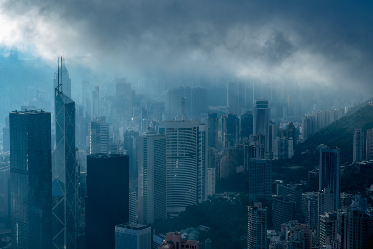 Hong Kong, Hong Kong - November 6 2019 : Hong Kong cityscape, view from mountains