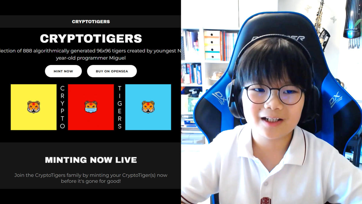 CryptoTigers and its founder, Miguel Wang, How an 11-year-old programmer created his own NFT minter