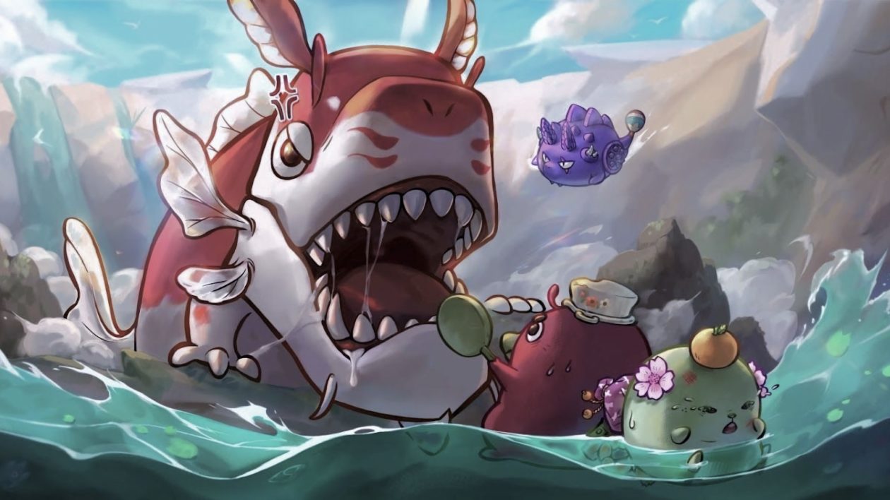 Axie Infinity non-fungible characters fighting an in-game monster, Ronin hack delays Axie Infinity upgrade