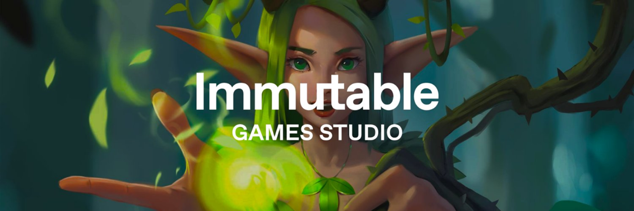 Immutable X operator Immutable's gaming arm Immutable Game Studio layered in front of an elf character in a video game