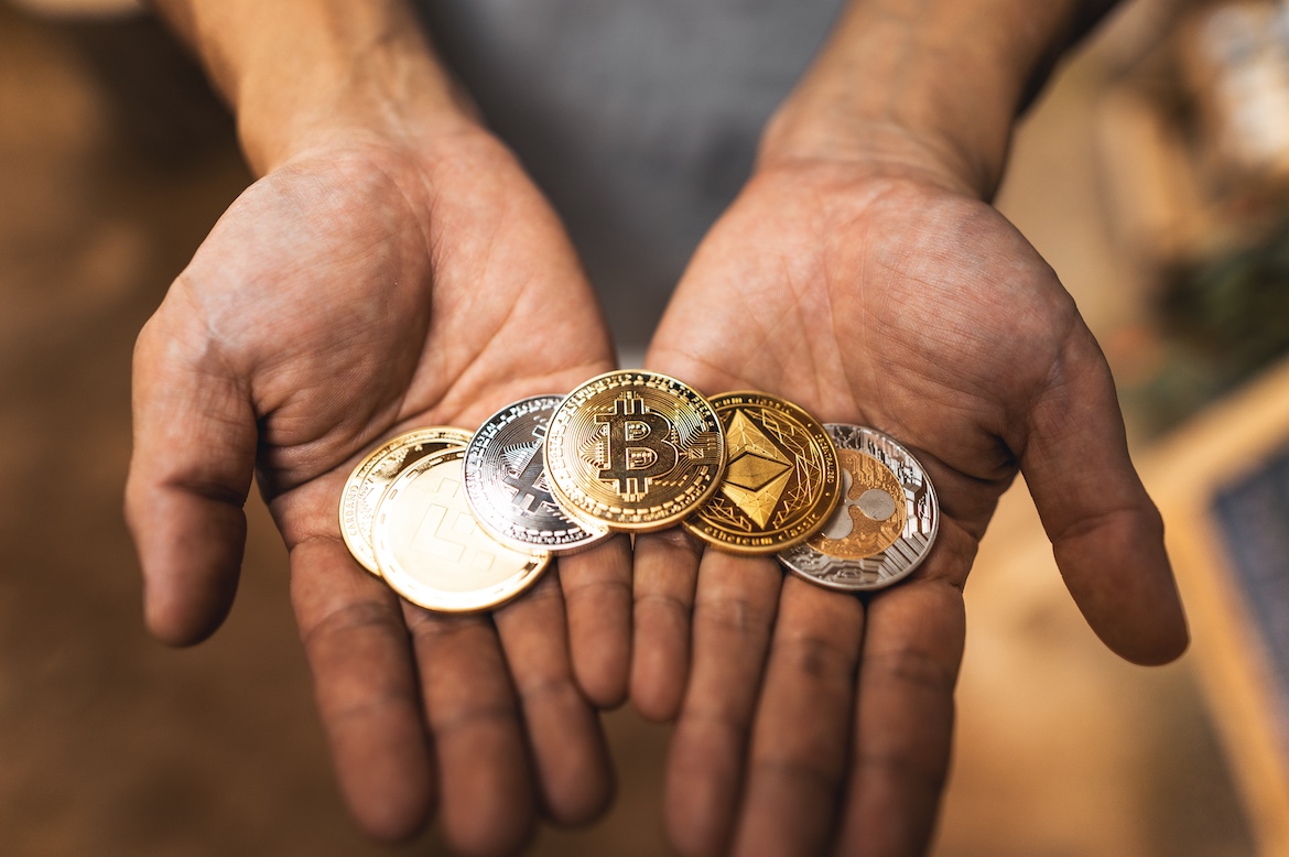 Cryptocurrency golden bitcoin image for crypto currency