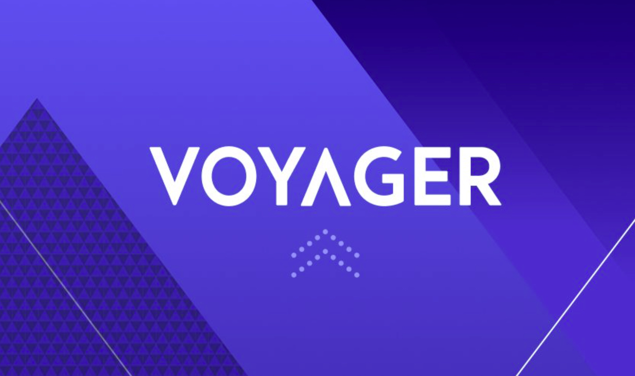 Voyager logo on a purple background