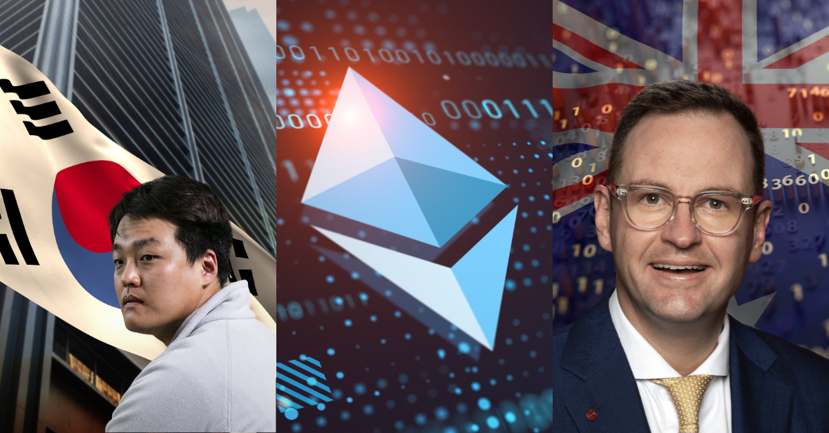 Image of Terra CEO Do Kwon, Ethereum logo and Australian Senator Andrew Bragg