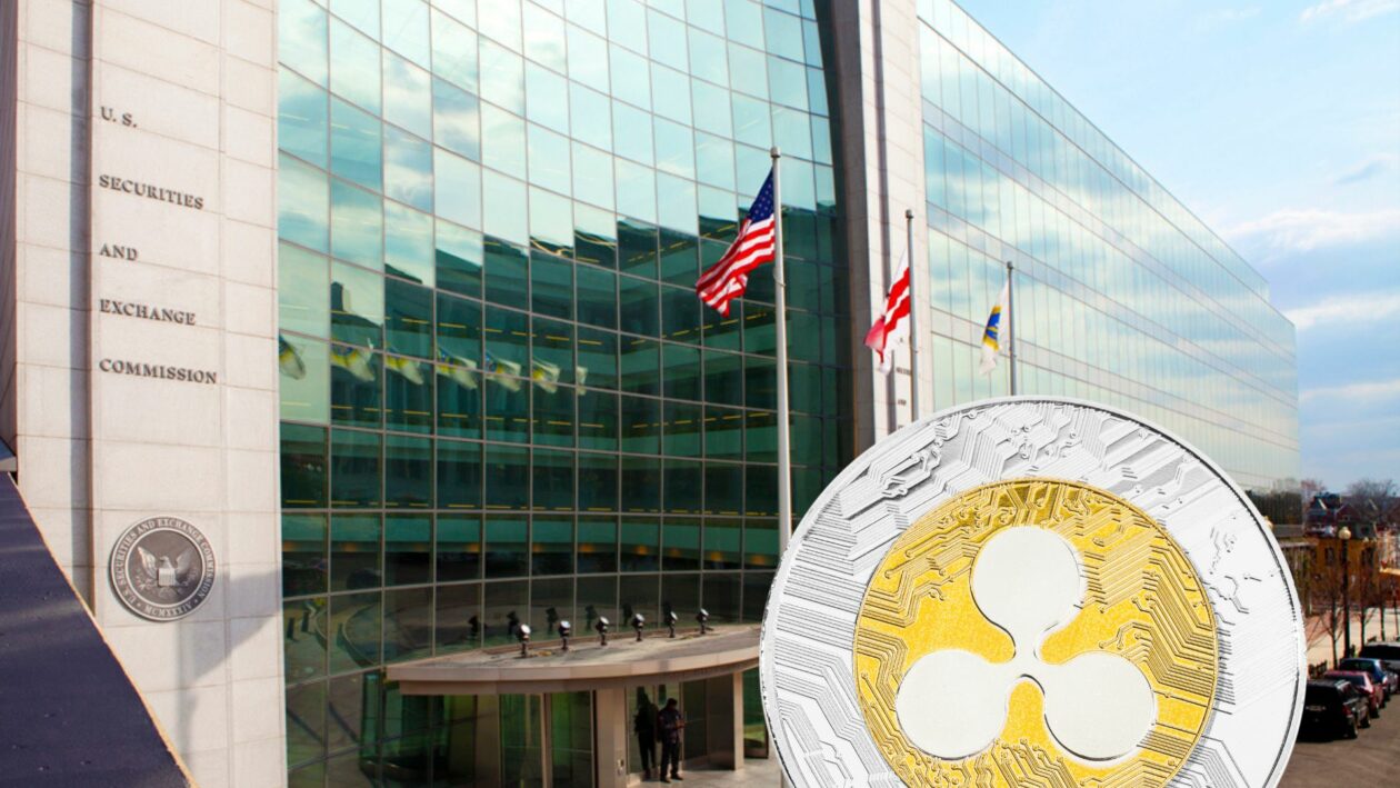SEC building, XRP coin