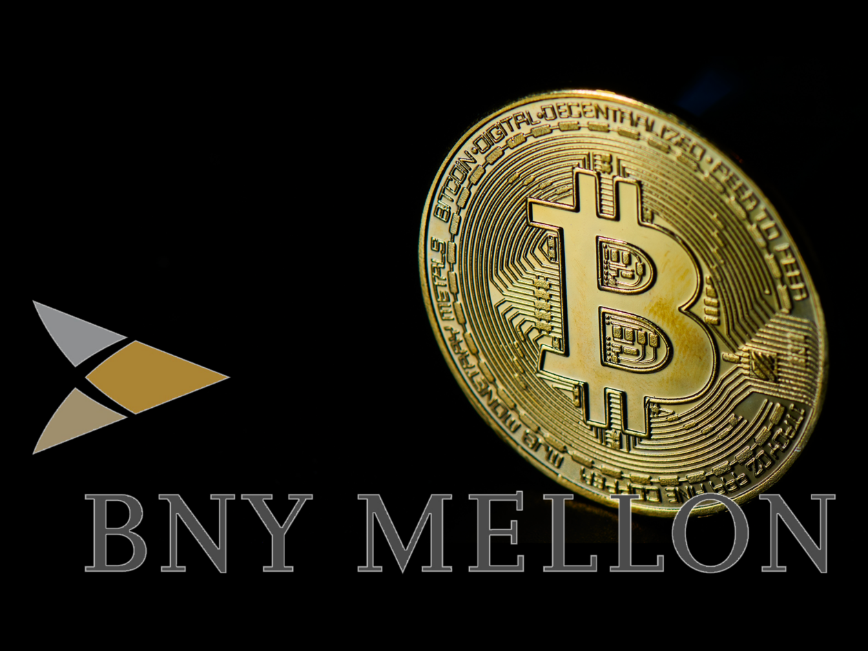 BNY Mellon logo and gold Bitcoin | BNY Mellon, largest custodian bank, starts Bitcoin, Ether custody services | bny mellon crypto, bny mellon crypto custody