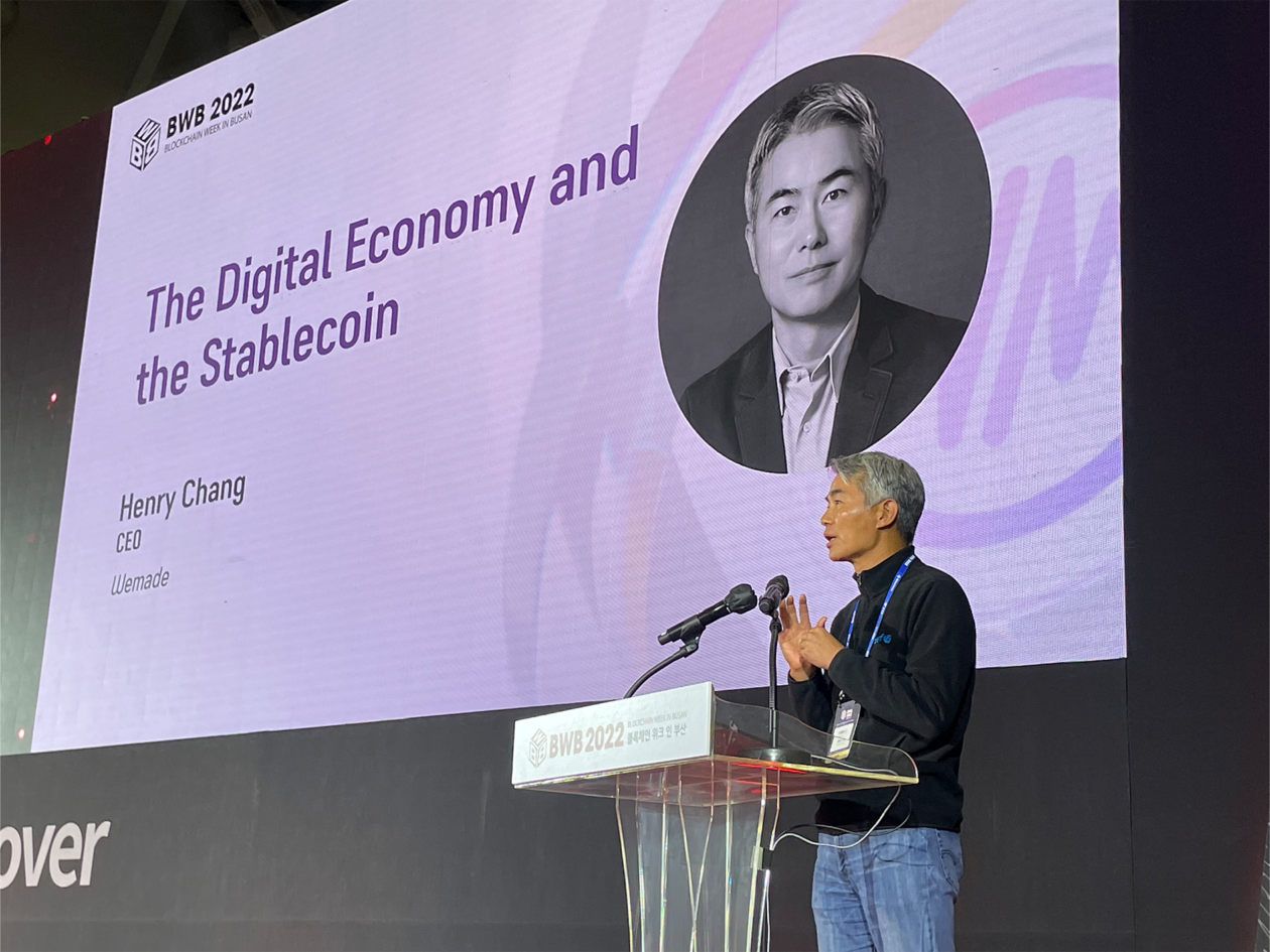 Wemade CEO Henry Chang at BWB2022 | A 100% reserve is a must for any stablecoin: Wemade CEO | wemade stablecoin, wemix, wemix 3.0, wemix$