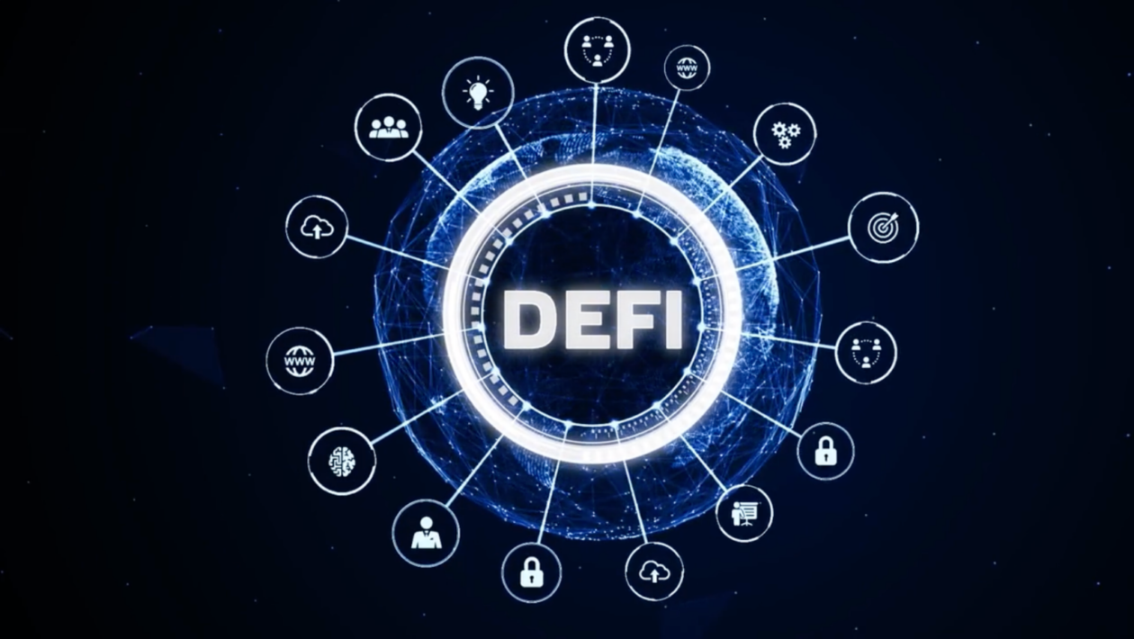 concept of DeFi and blockchain