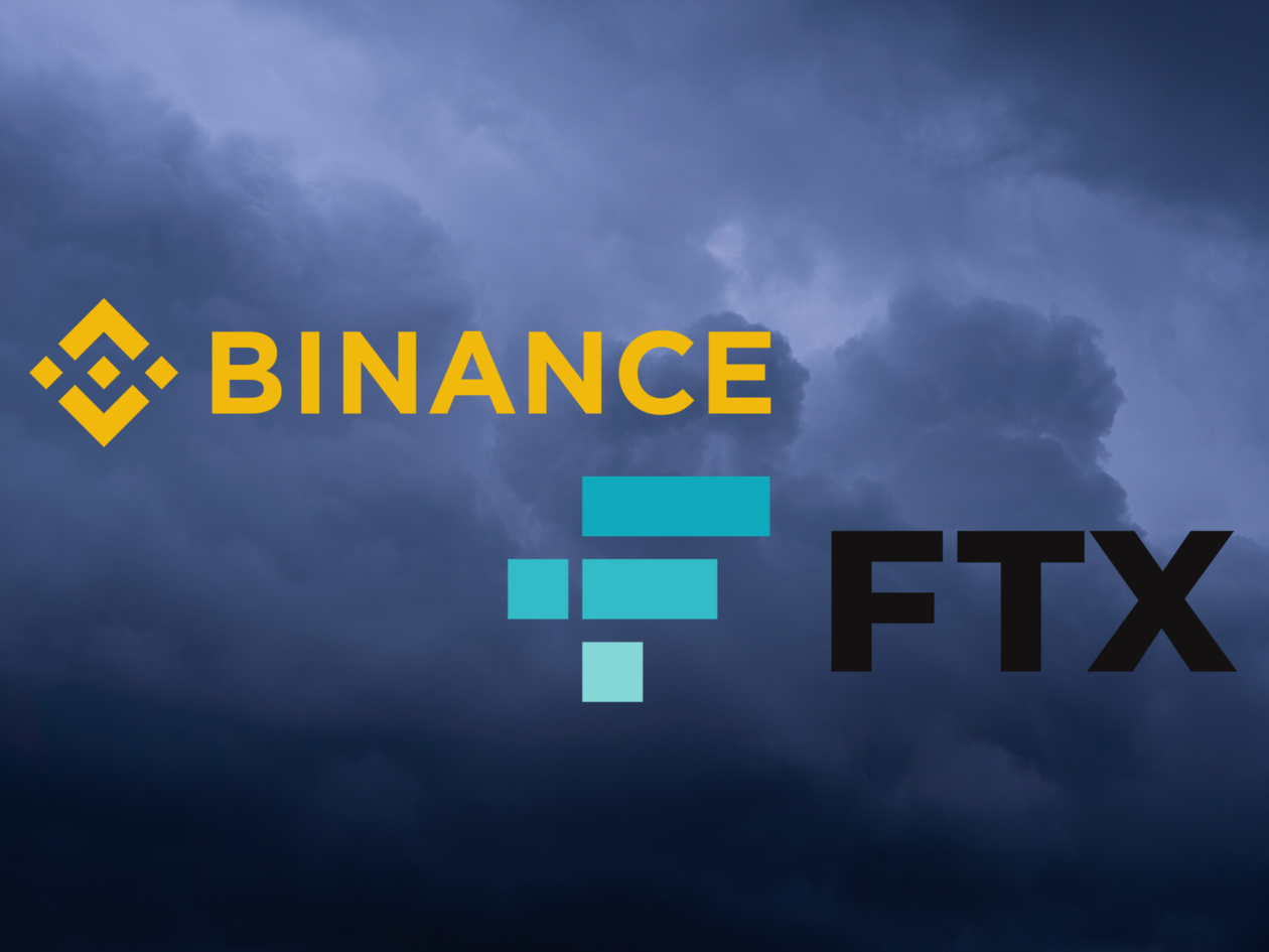 binance ftx logo and dark clouds | Binance buys FTX: What does it mean for the crypto industry? | binance buys ftx, binance ftx, sam bankman fried