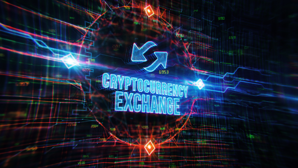 cryptocurrency exchange in abstract background