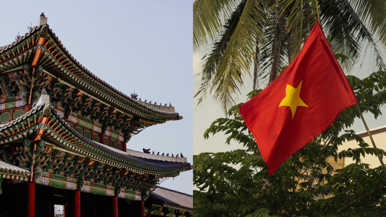 South Korea's Gyeongbok palance and Vietnam flag | South Korea’s ‘metaverse’ province says will use virtual platform to expand ties with Vietnam | south korea, metaverse, vietnam, metaverse news