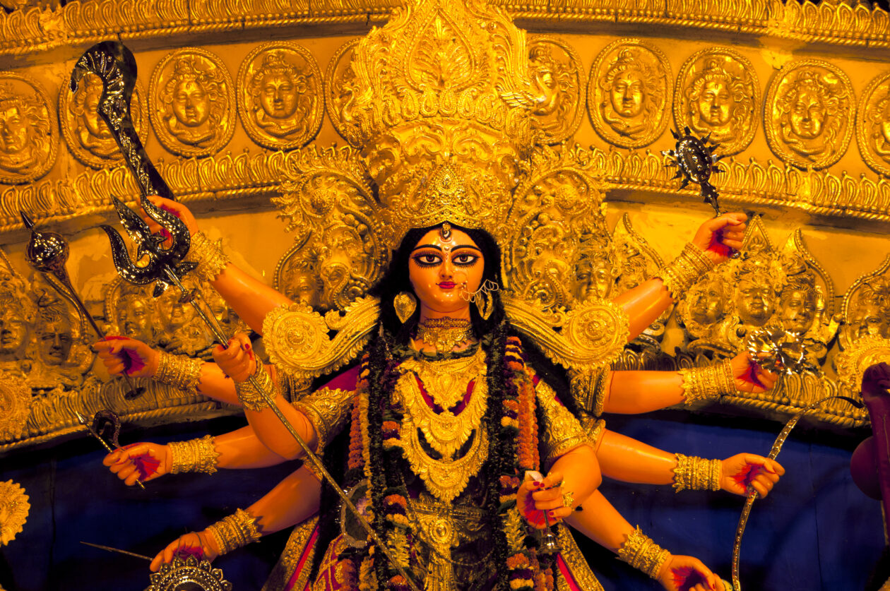 Goddess Durga idol in India.