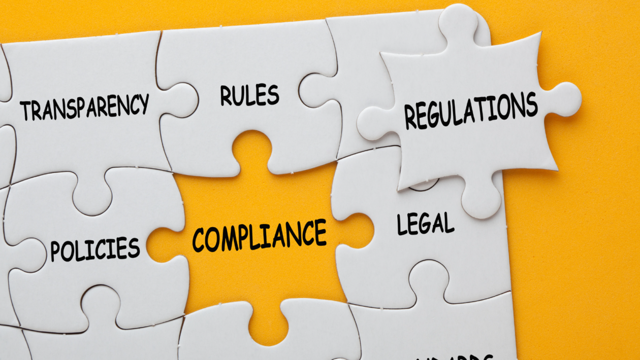 jigsaw puzzle with concepts related to regulations and compliance