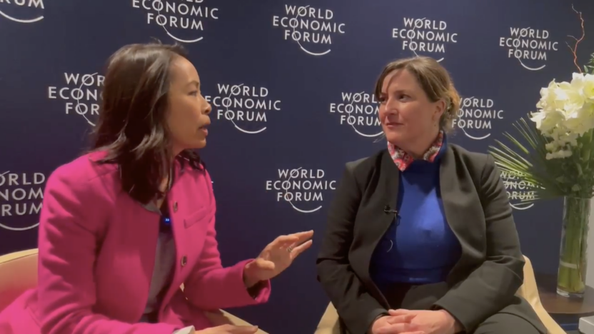 Forkast.News Editor-in-chief Angie Lau (left), World Economic Forum Head of Blockchain and Digital Assets Brynly Llyr (right) | World Economic Forum’s digital asset head expects real-world blockchain adoption in 2023 | crypto, davos 2023