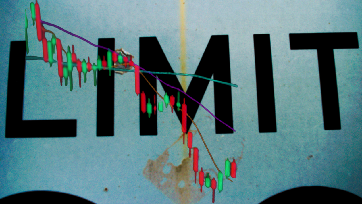 limit sign with stock market chart marks