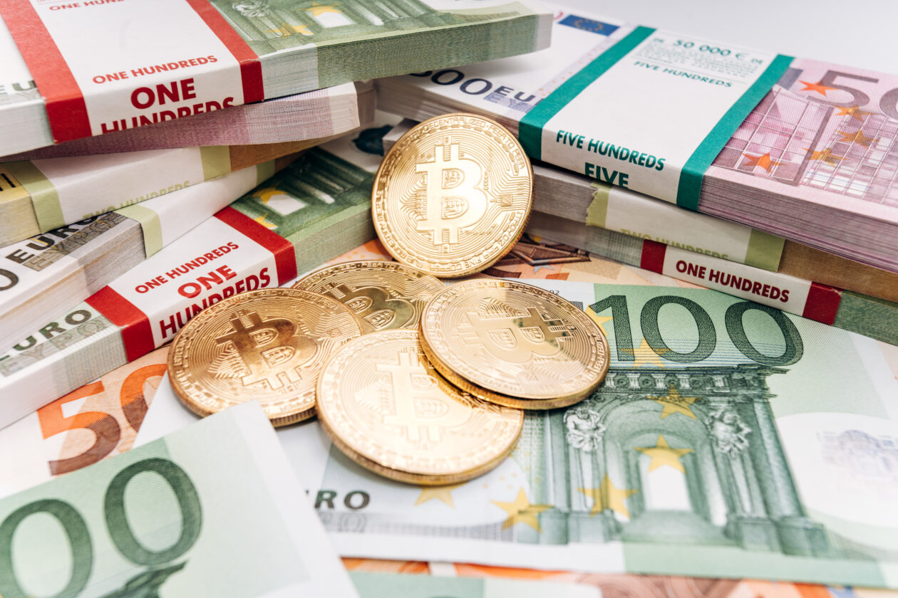 Bitcoin with euro bills