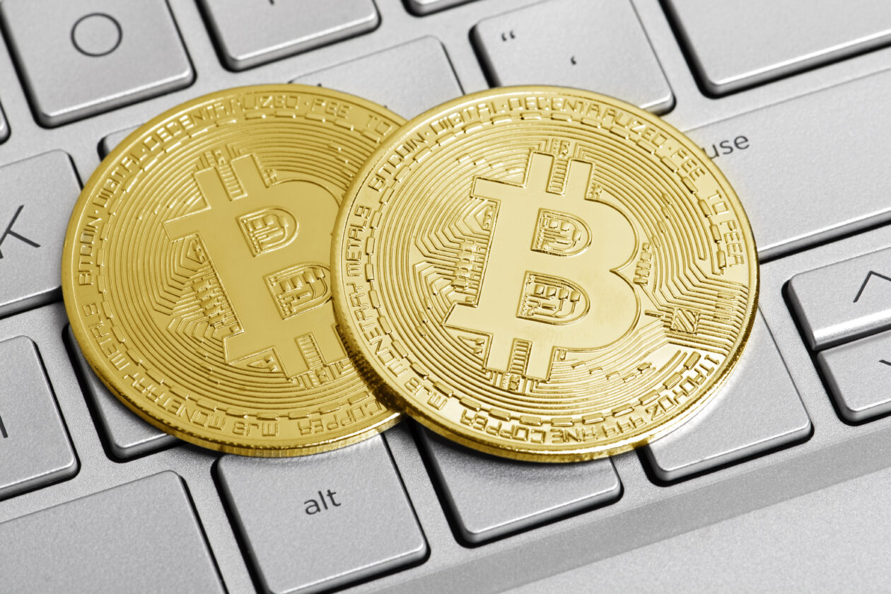 Golden bitcoin coins