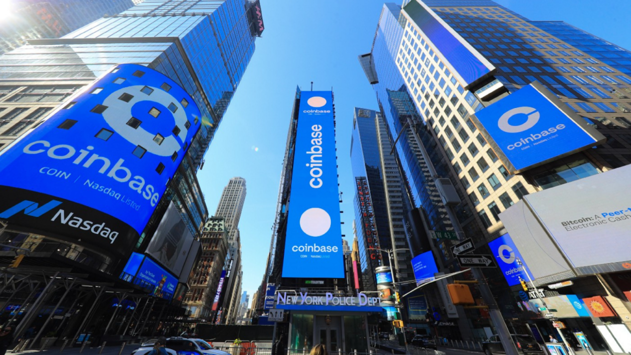 Coinbase advertisements in Time Square