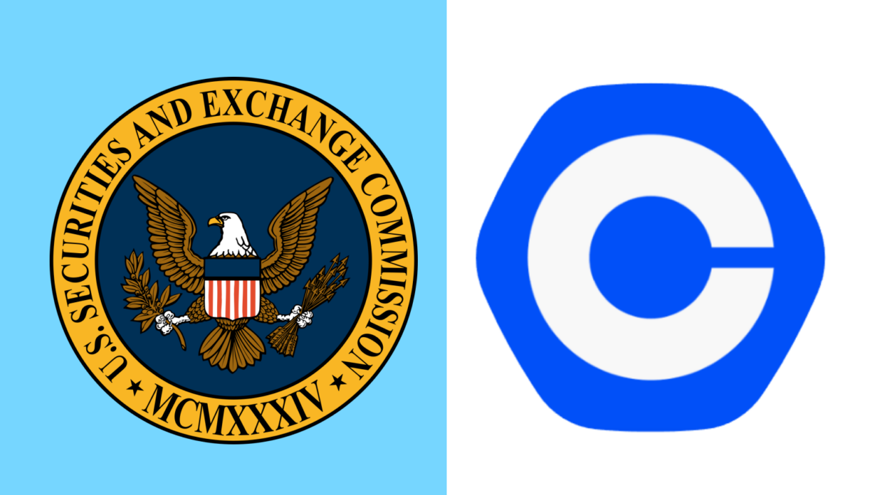 SEC icon and Coinbase logo | Coinbase ups the ante with SEC, asking court to require crypto clarity from regulator | Coinbase, SEC - Securities and Exchange Commission, Reglation & Law