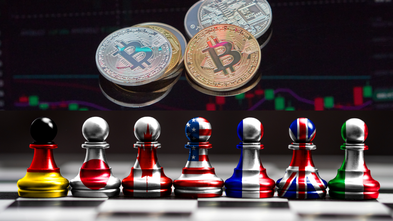 G7 countries and crypto regulation concept
