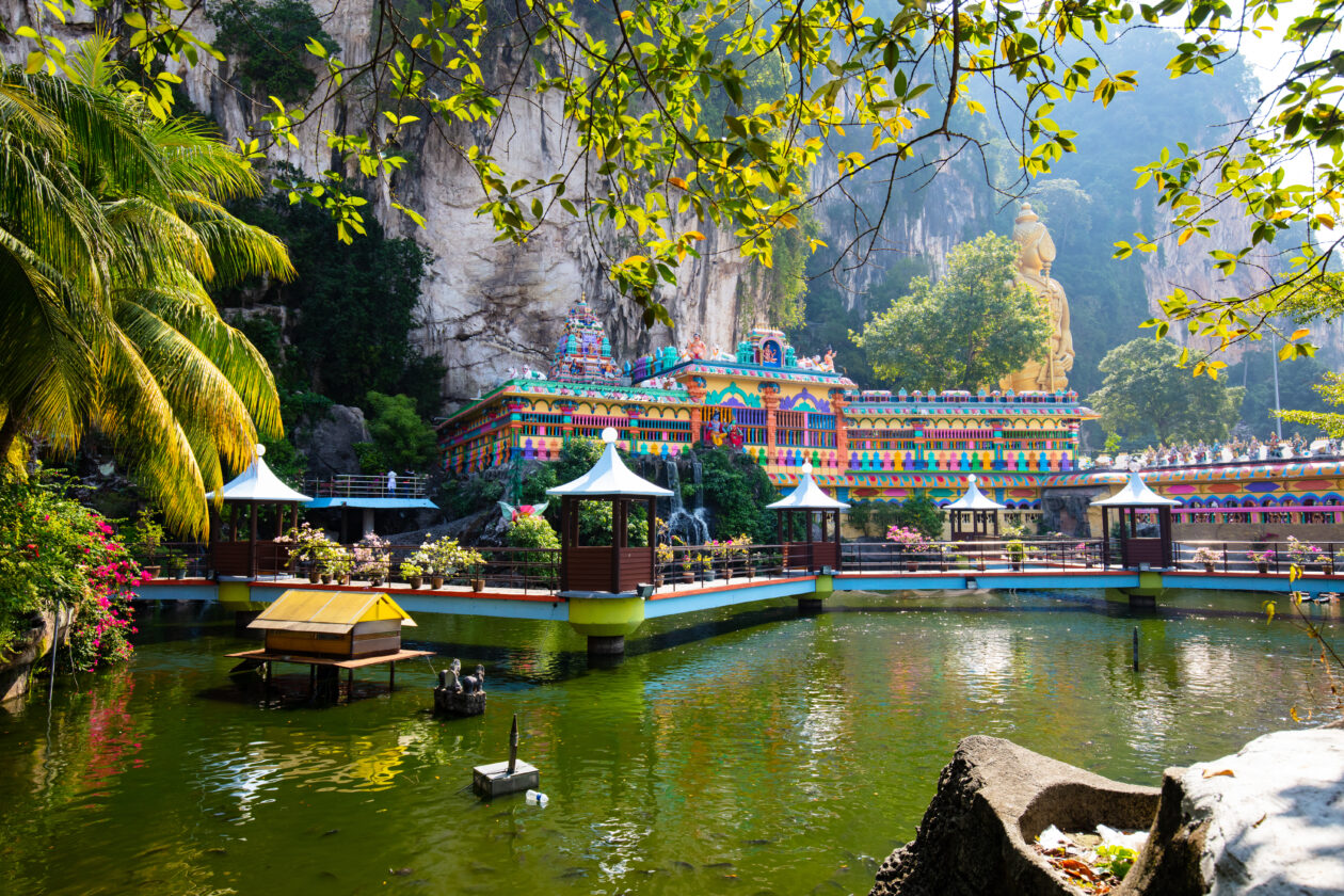 The popular tourist attraction of Batu Caves which are sacred Hindi limestone caves near Kuala Lumpur, Malaysia