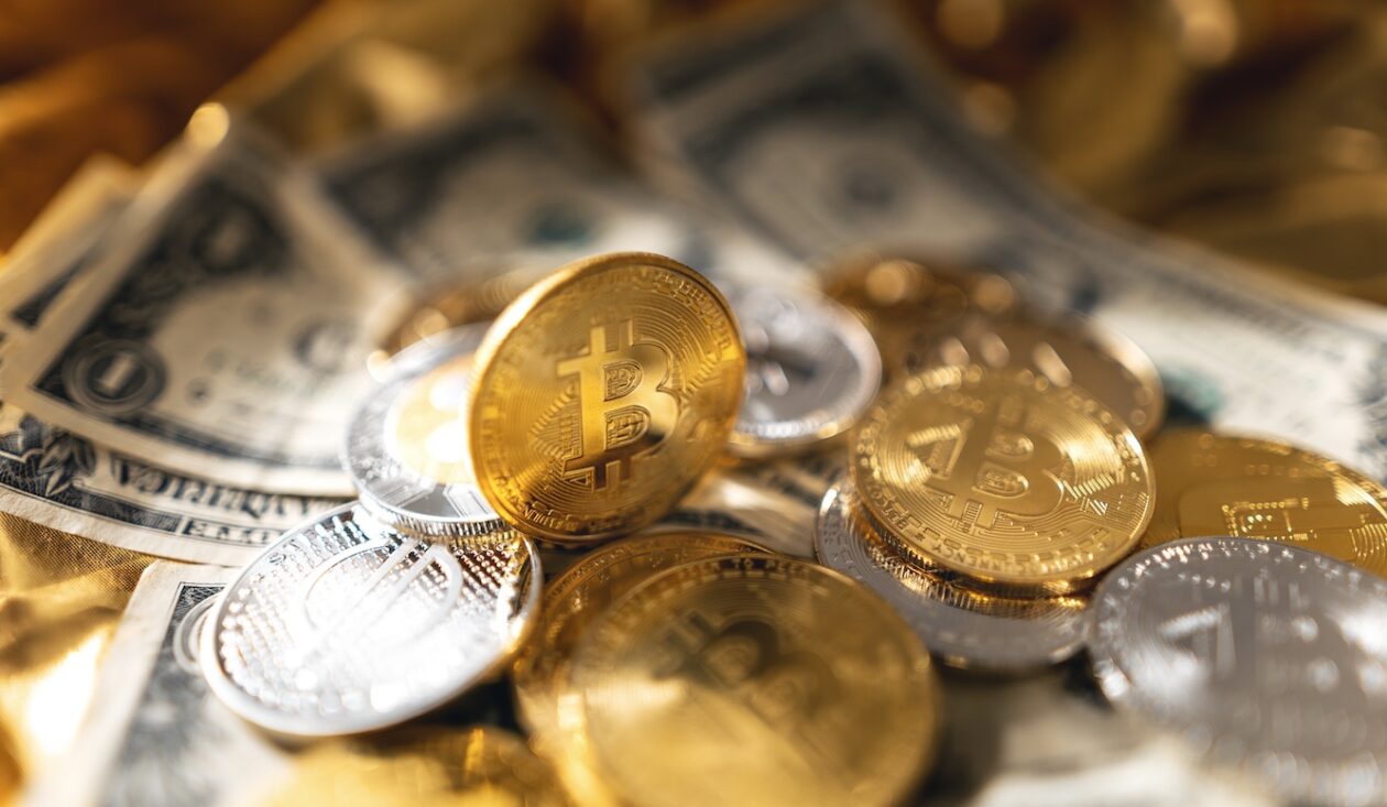 Cryptocurrency golden bitcoin image for crypto currency