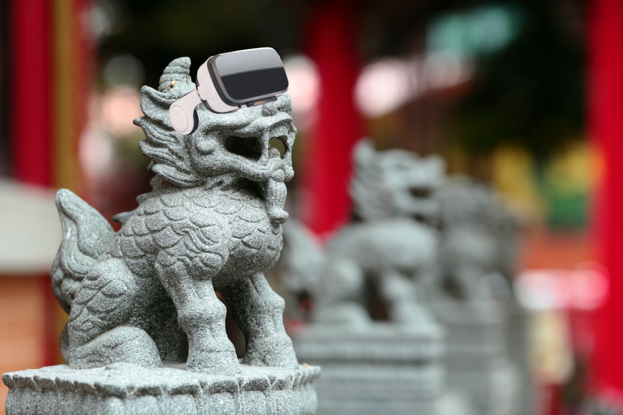 lion statue with VR | Alibaba’s home province of Zhejiang sets up metaverse industrial association | China, Metaverse, Web 3.0