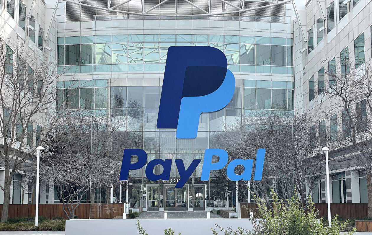SAN JOSE, CALIFORNIA - FEBRUARY 02: A sign is posted in front of PayPal headquarters | PayPal launches fully backed and regulated USD stablecoin on Ethereum