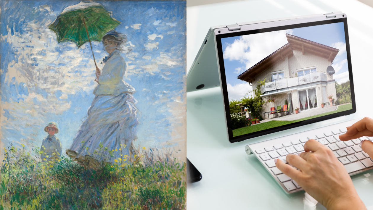 Woman with a Parasol - Madame Monet and Her Son (left), real estate (right)