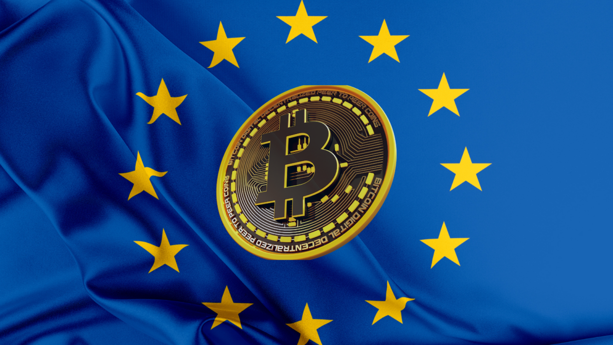 Flag of Europe and Bitcoin