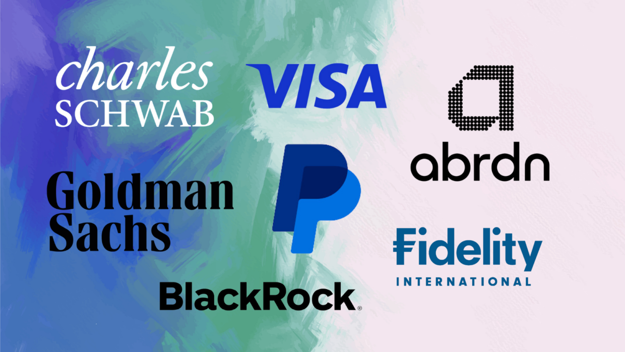 Paypal/Visa/Scwab/Goldman Sachs/BlackRock/Fidelity International/Abrdn logos