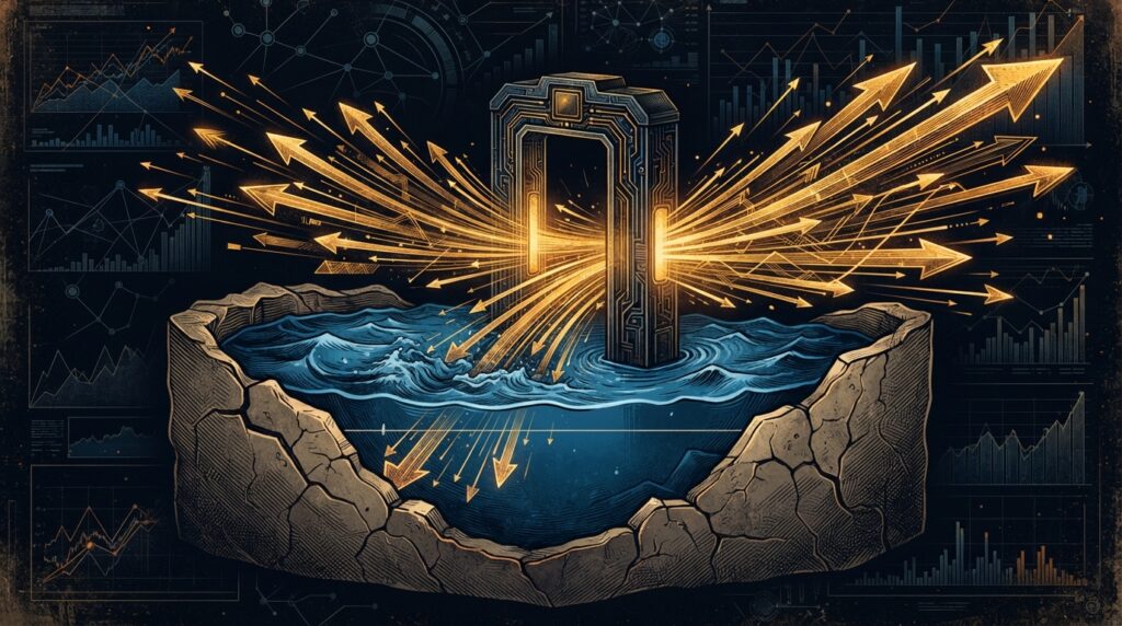 Circle USDC $14.8 trillion onchain volume Q2 2026 supply-velocity paradox illustration