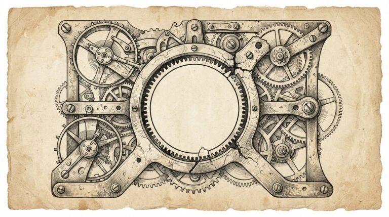 An elaborate clock mechanism with a conspicuous empty void where a critical gear should be - the deadline approaching while the essential component remains absent.