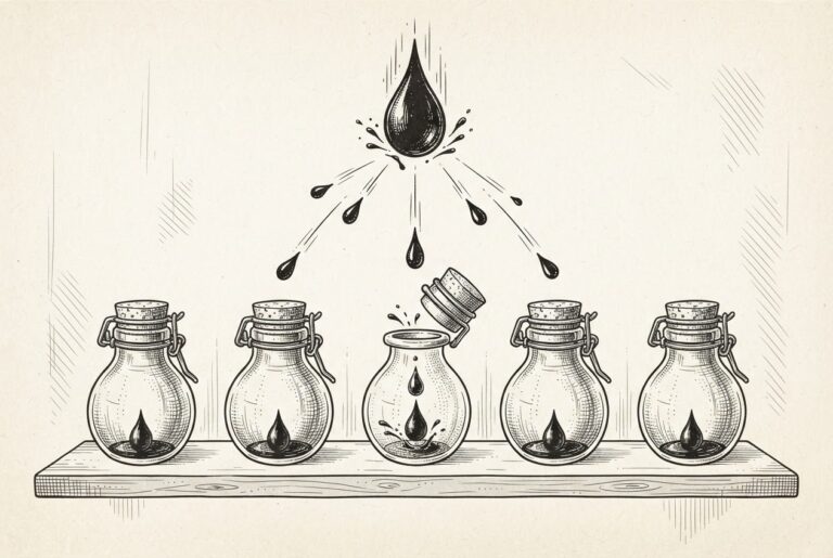 A pen-and-ink engraving of a tree trunk splitting into multiple branches, each enclosed in its own glass dome, symbolizing the copy-on-write fork pattern that creates isolated execution environments from a shared baseline.